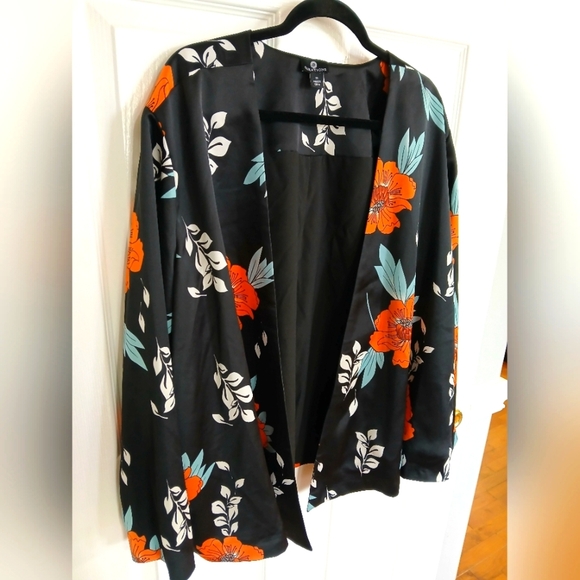 Dark Floral Curations Jacket Blazer Office Business Casual Career Size 2X - Picture 3 of 6